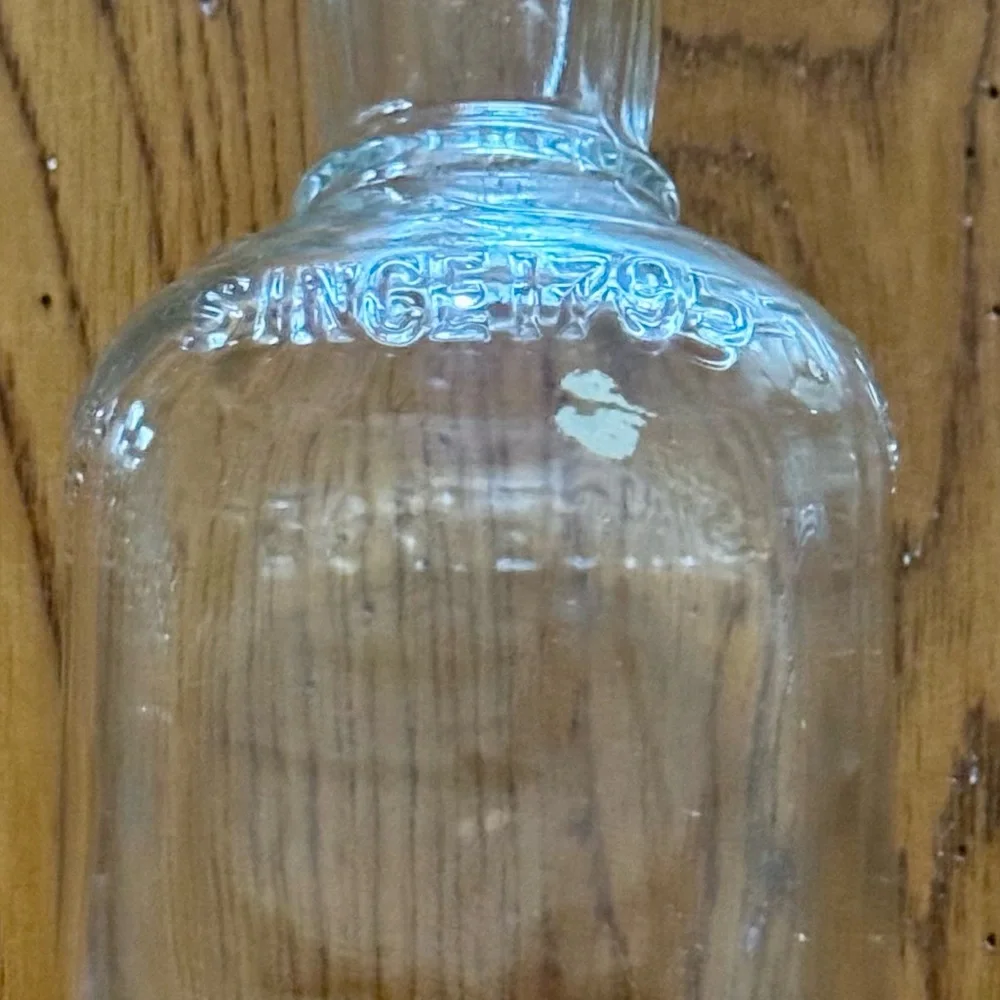 Vintage 1940s Jim Beam Clear Glass Whiskey Bottle Embossed MCM Decor